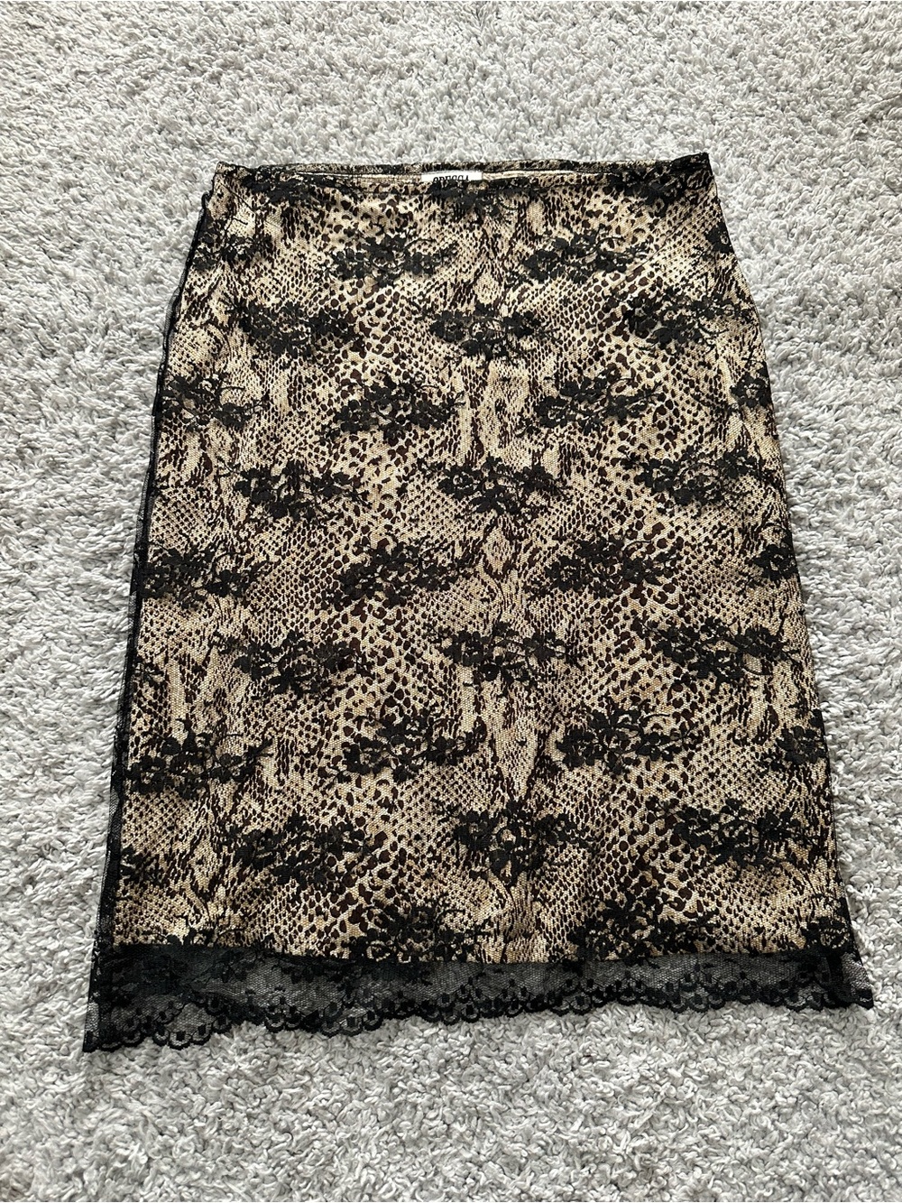 Vintage Odessa Black and Bright Snake Print Midi Skirt